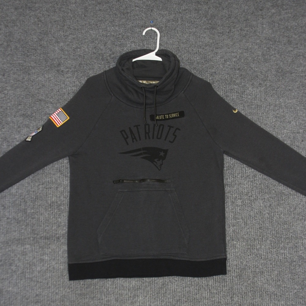 Patriots Nike NFL Salute to Service Sweater Mens S Dark Gray Cowl Neck